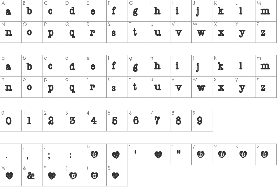 Reckless font character map preview