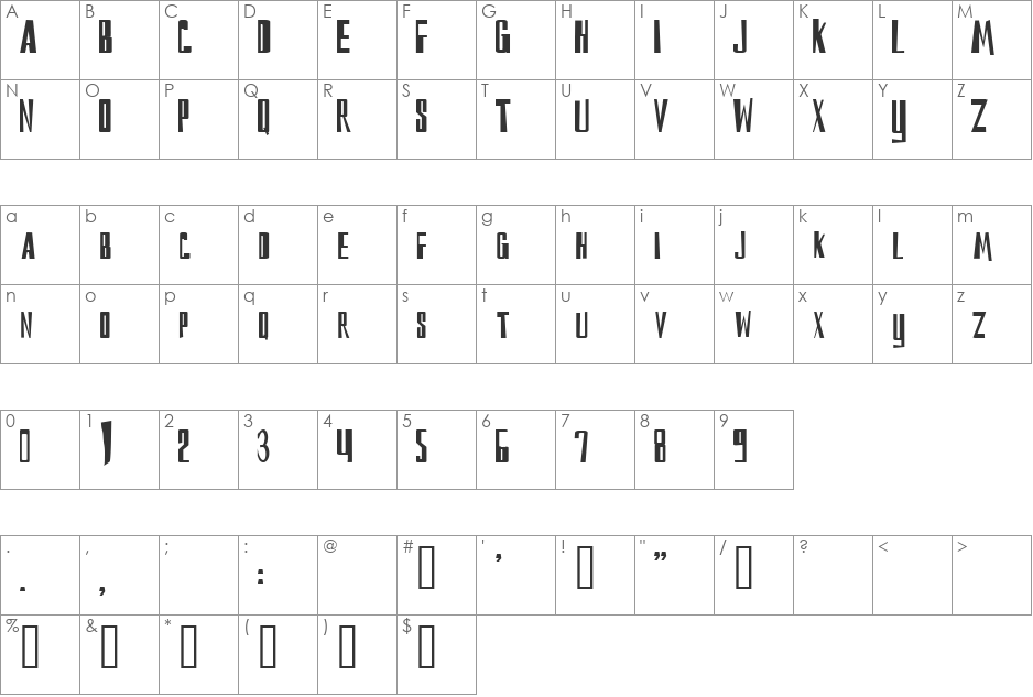 reckoning font character map preview