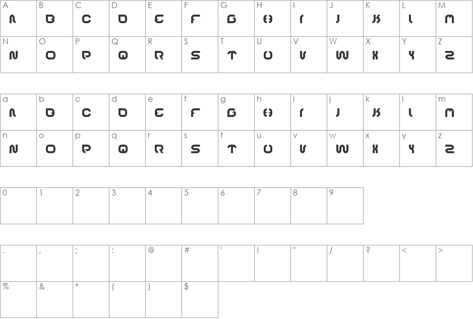 RECOGNITION font character map preview