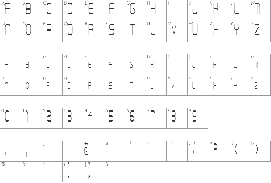 Recon font character map preview