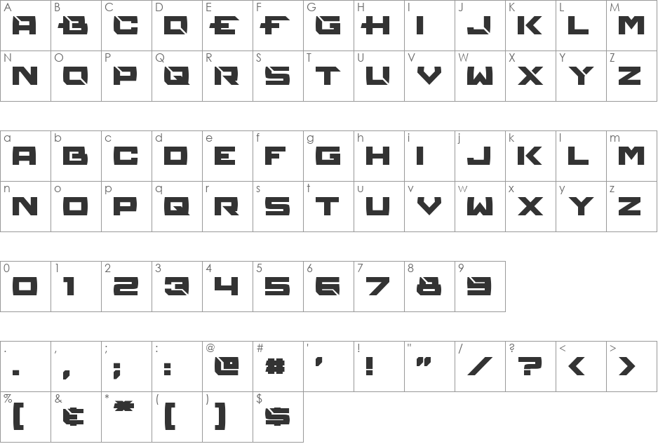 Reconstruct font character map preview