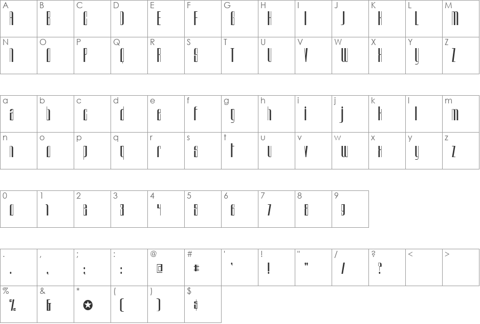 Rectangle font character map preview