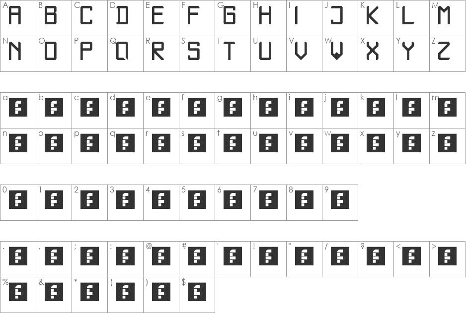 Rectangula font character map preview