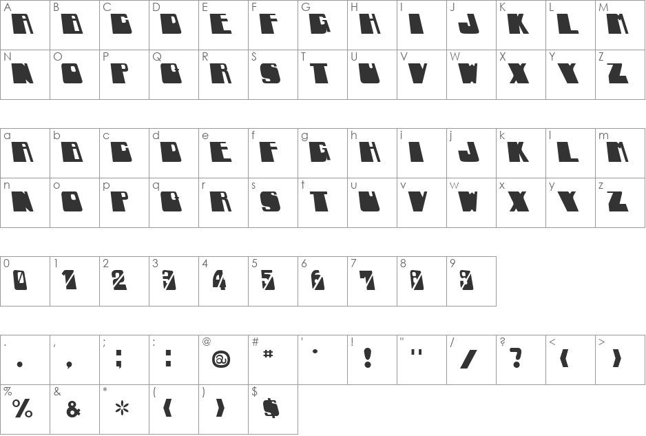 RED font character map preview