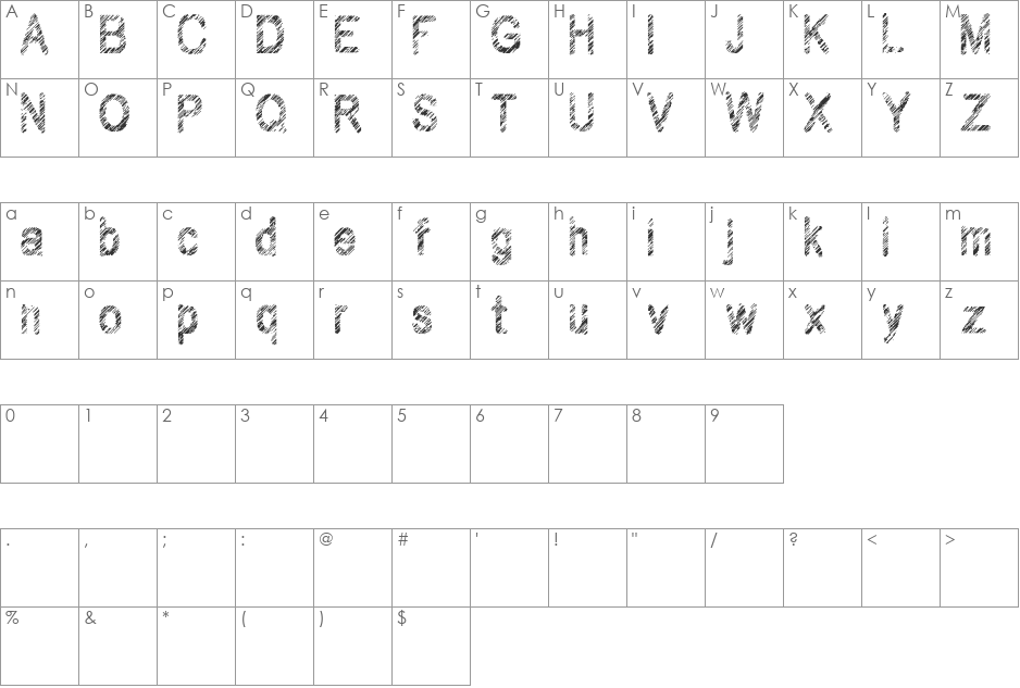 Red Cross font character map preview