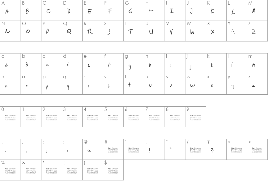 Red Dragon : Francis Dolarhyde font character map preview