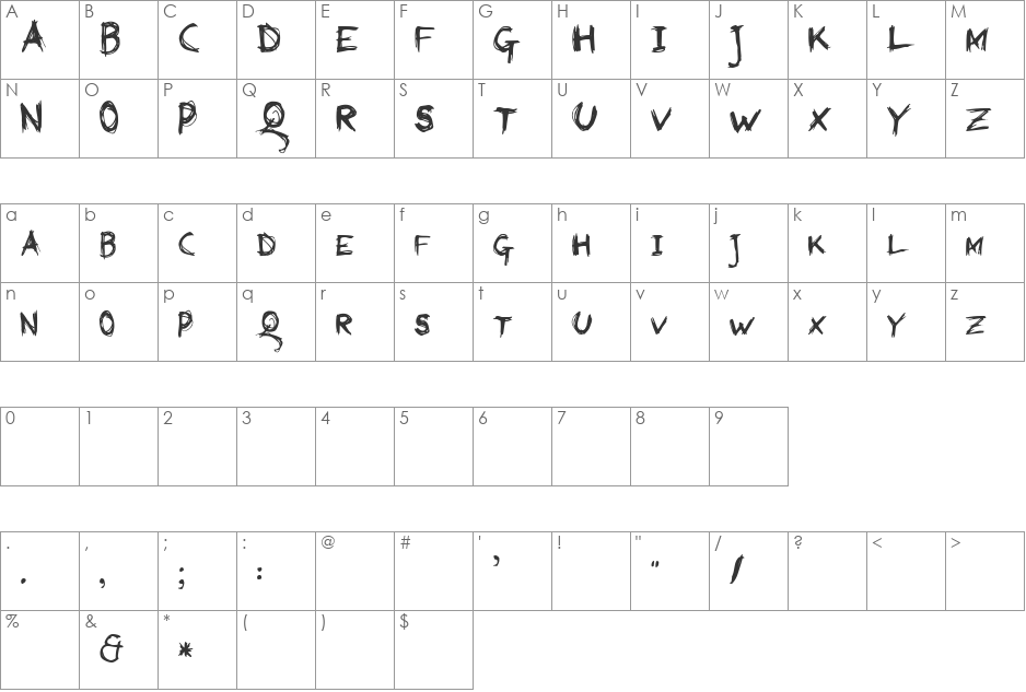 Red Pen Society font character map preview
