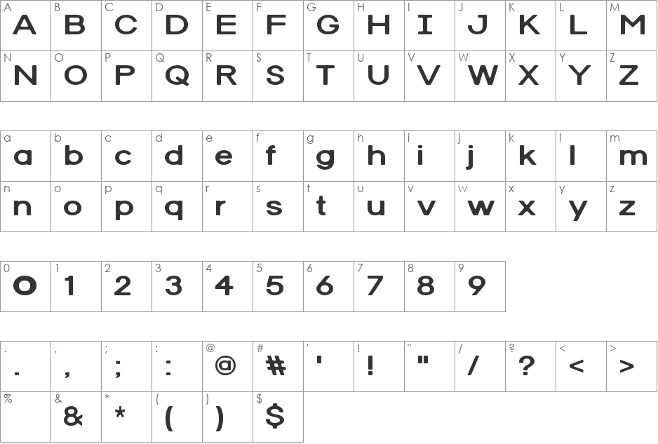 Red Rabbit font character map preview