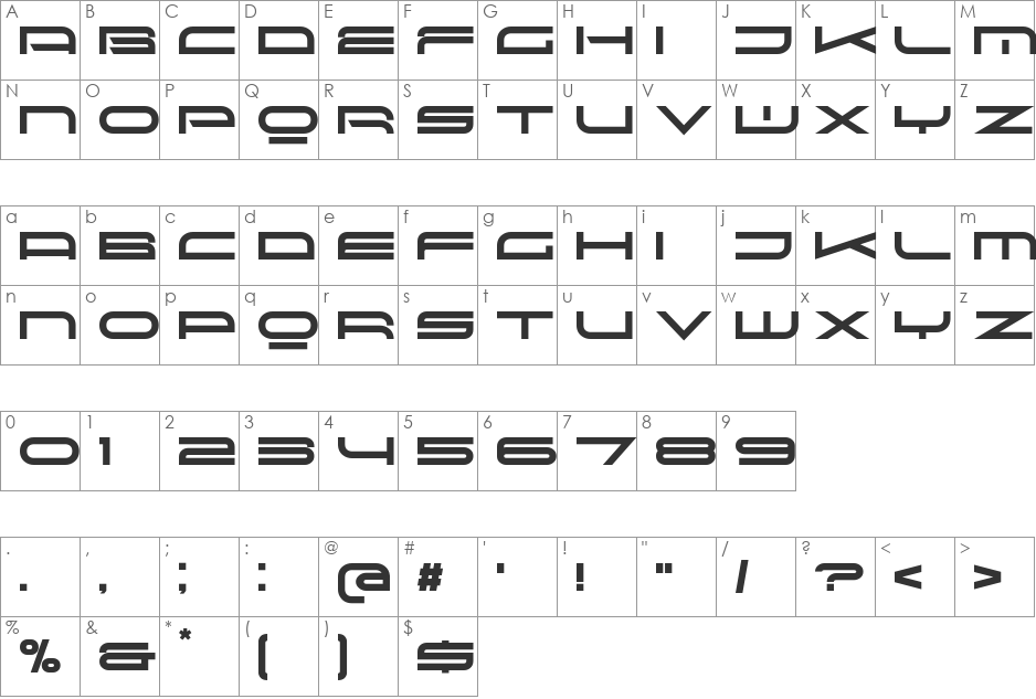 Red Seven font character map preview