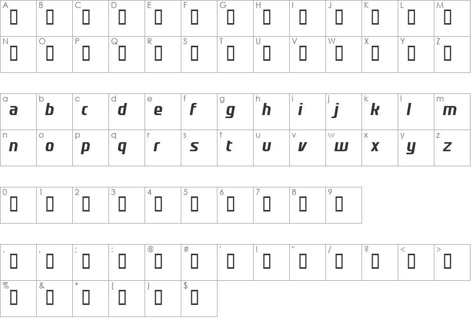 red shirt font character map preview
