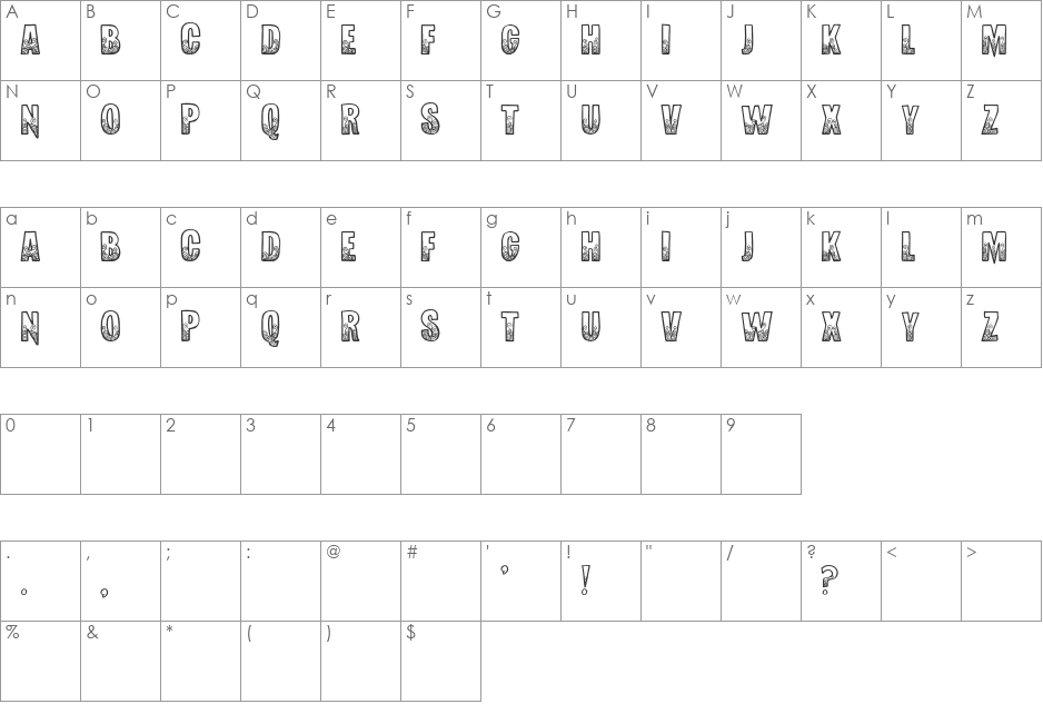 Red Snapper font character map preview