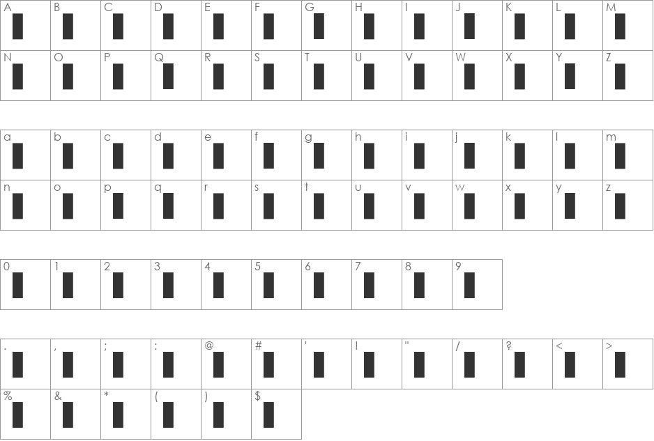 Redacted Script font character map preview