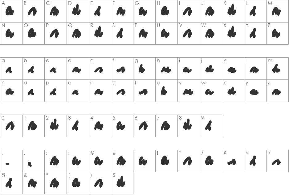 Redacted Script font character map preview