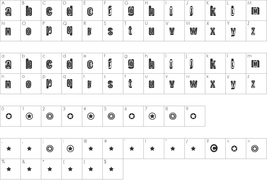 Redherring font character map preview