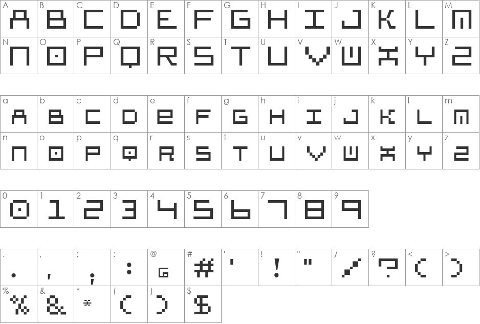 RedLeader font character map preview