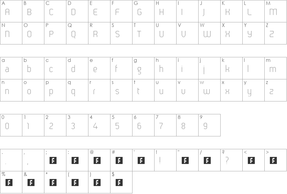 Redonda font character map preview