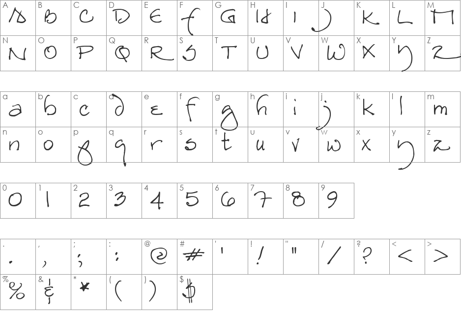 RedstarBold font character map preview