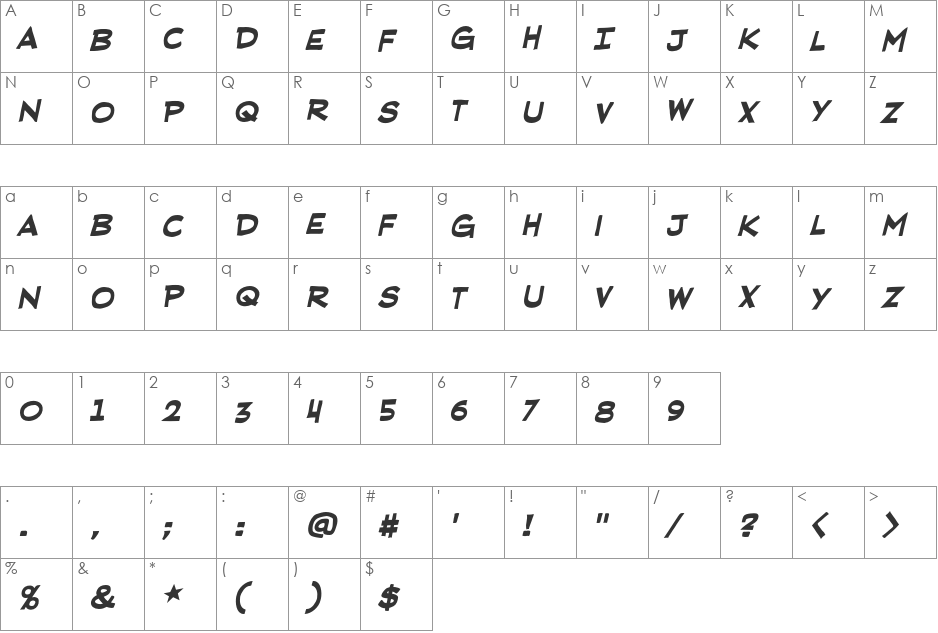 RedStateBlueState BB font character map preview