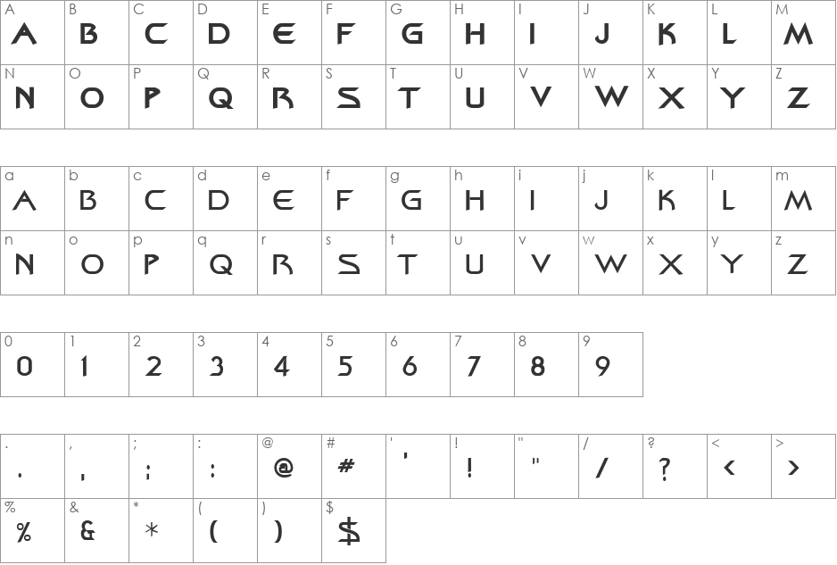 Bajoran font character map preview