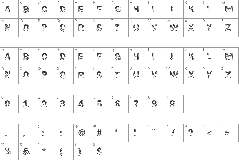 Reeks font character map preview