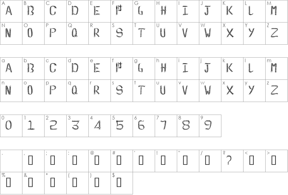 Reels font character map preview