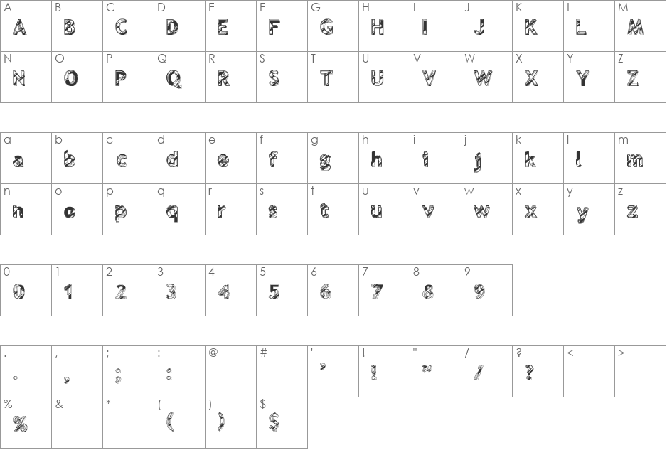 reflet font character map preview