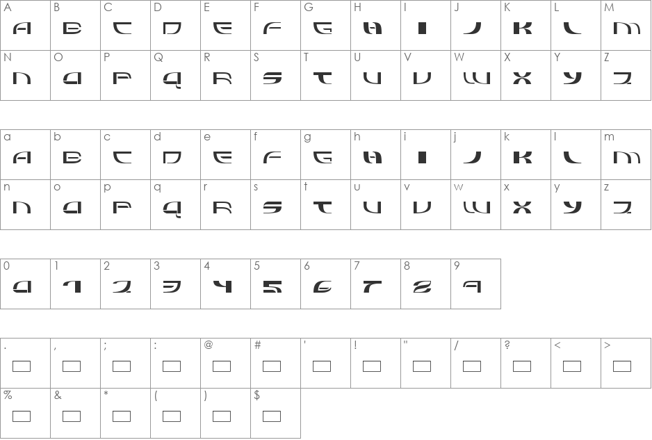 Refluxed font character map preview