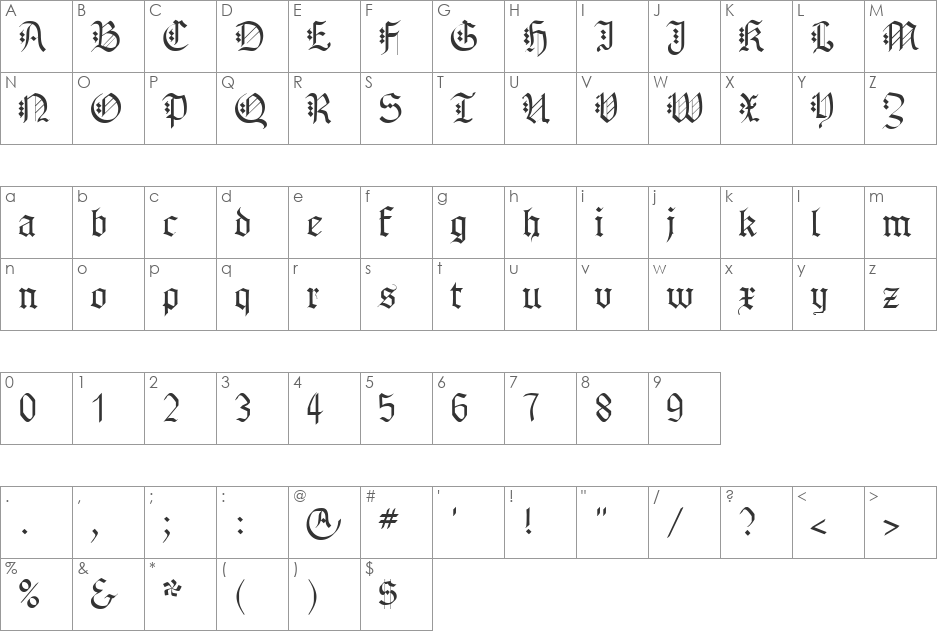 Reformator font character map preview