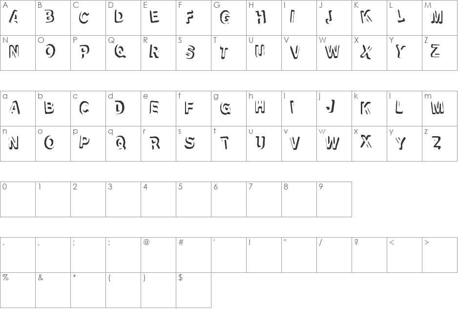Refrigeration font character map preview
