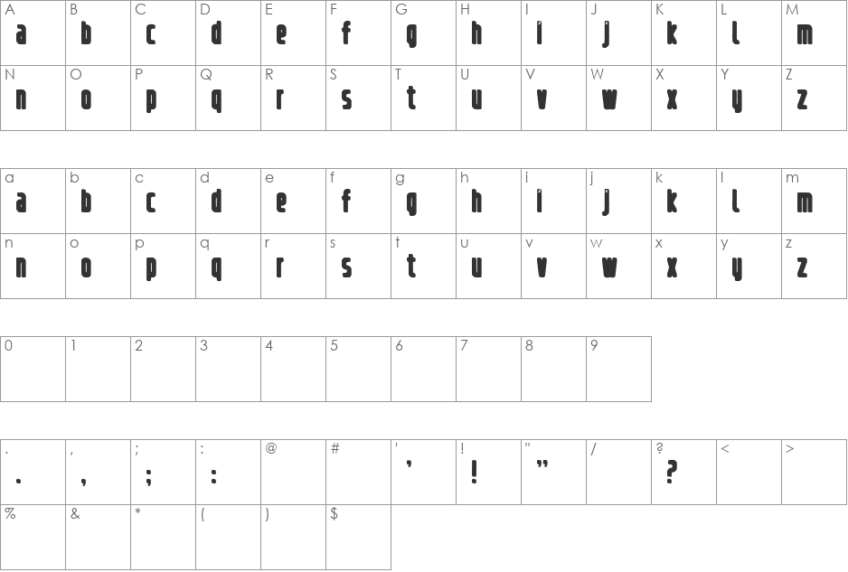 Refrigerator font character map preview
