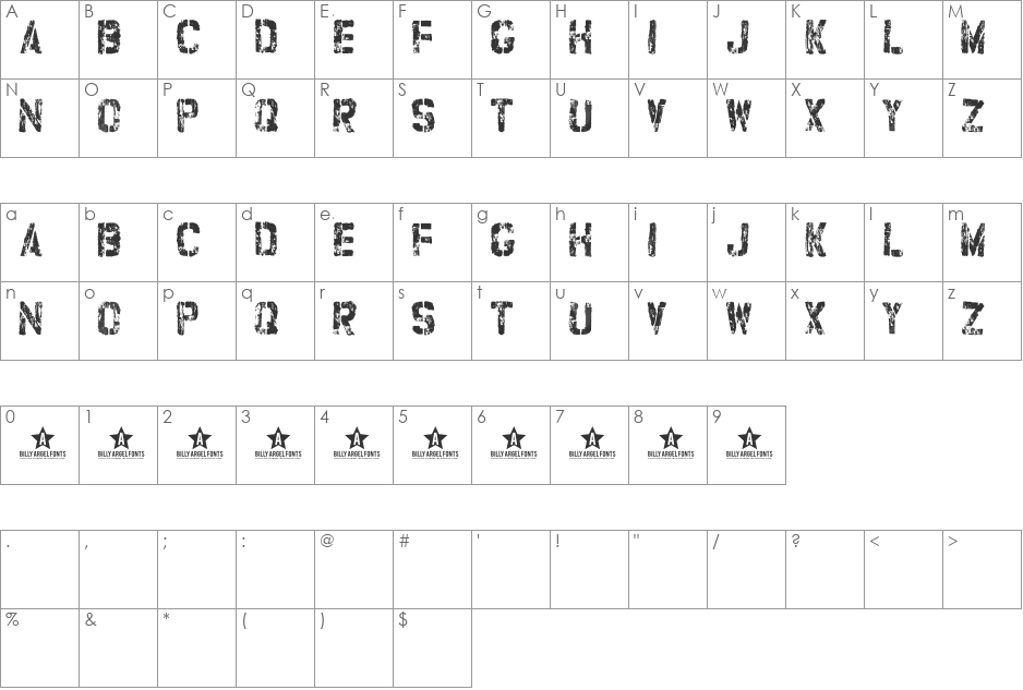 refurbished font character map preview