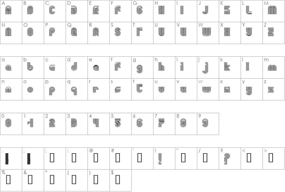 REGALIZ font character map preview
