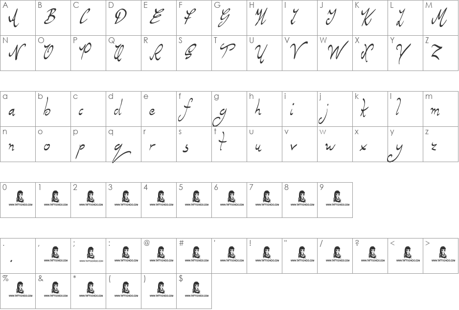 Regent Way font character map preview