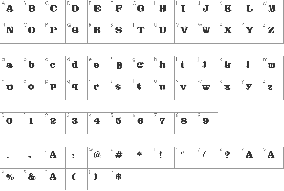 Register font character map preview
