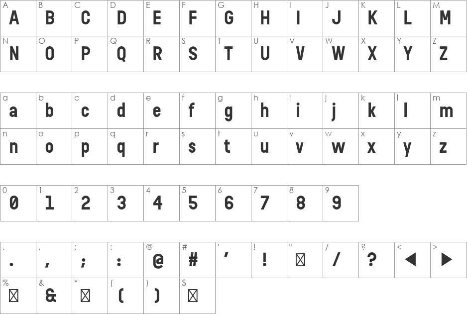 Reglo font character map preview