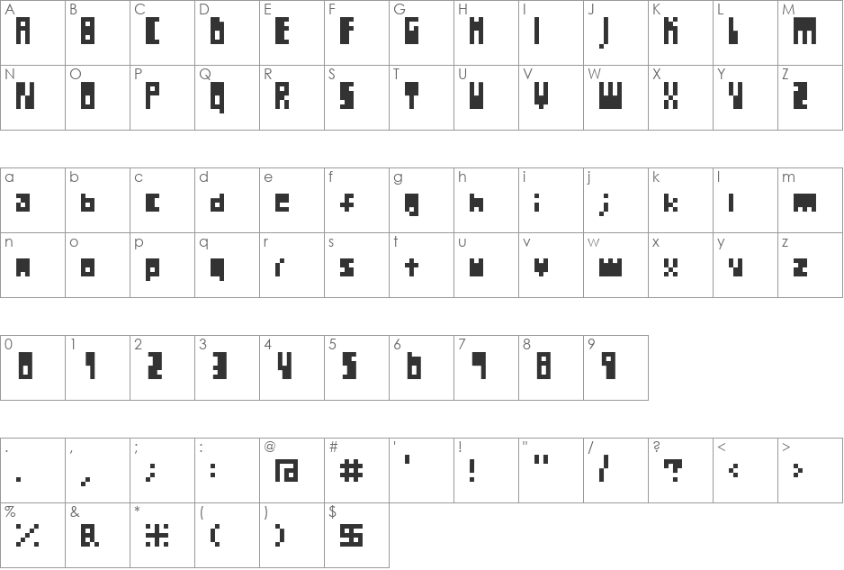 REGO font character map preview