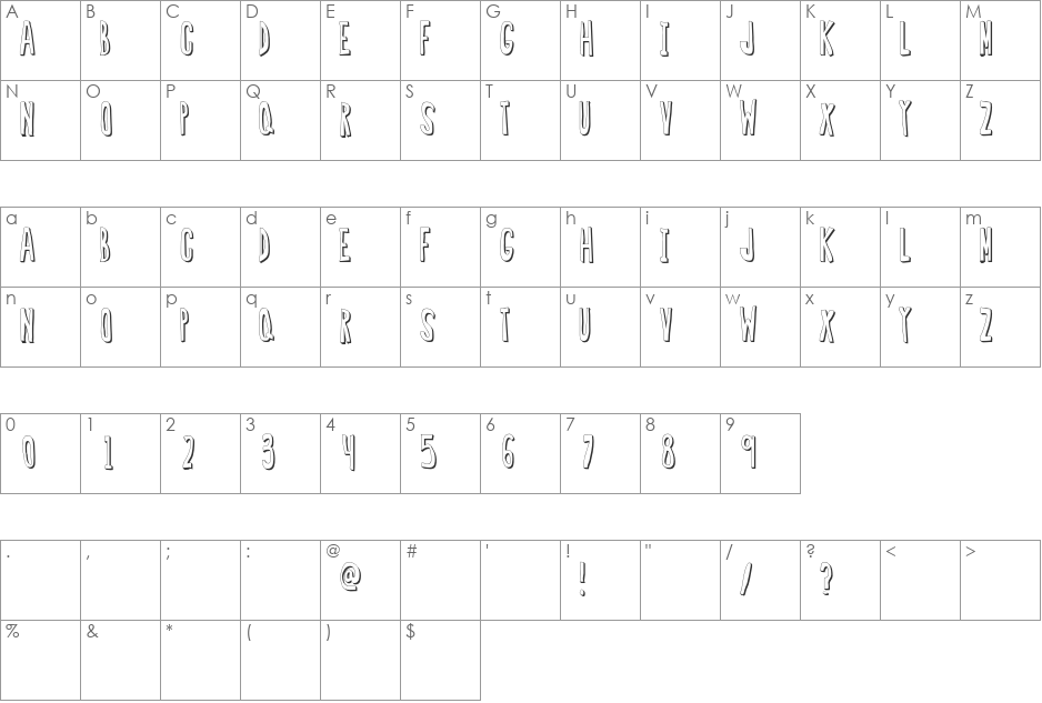 Regular Font 2 font character map preview