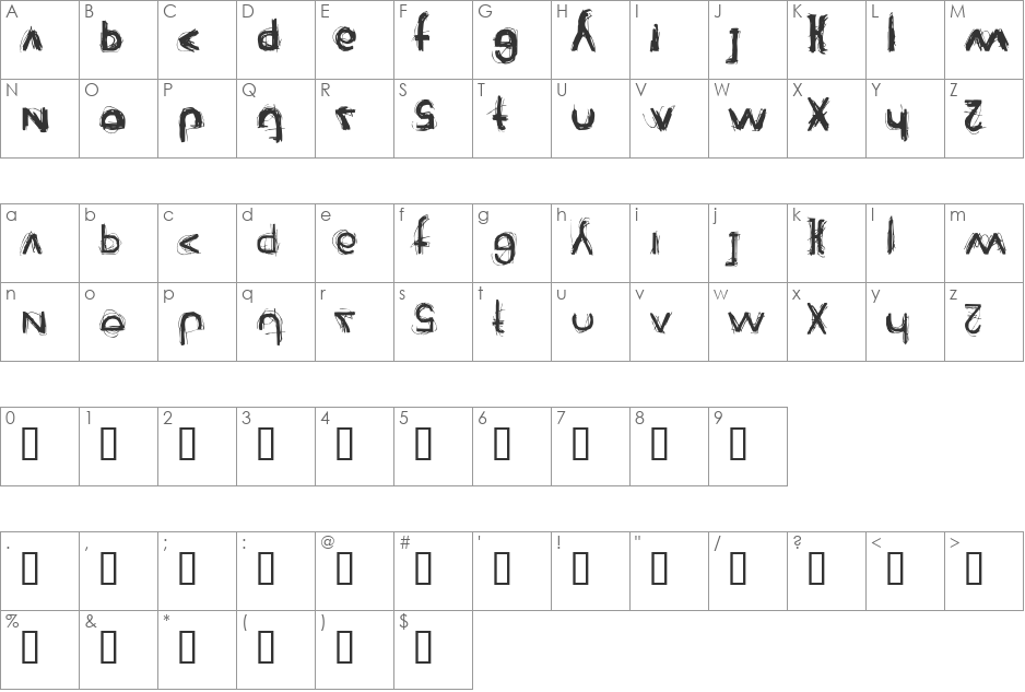Reienhardt font character map preview