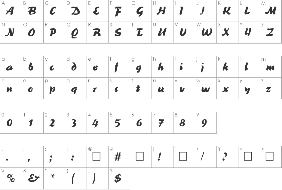 ReinerBlack font character map preview