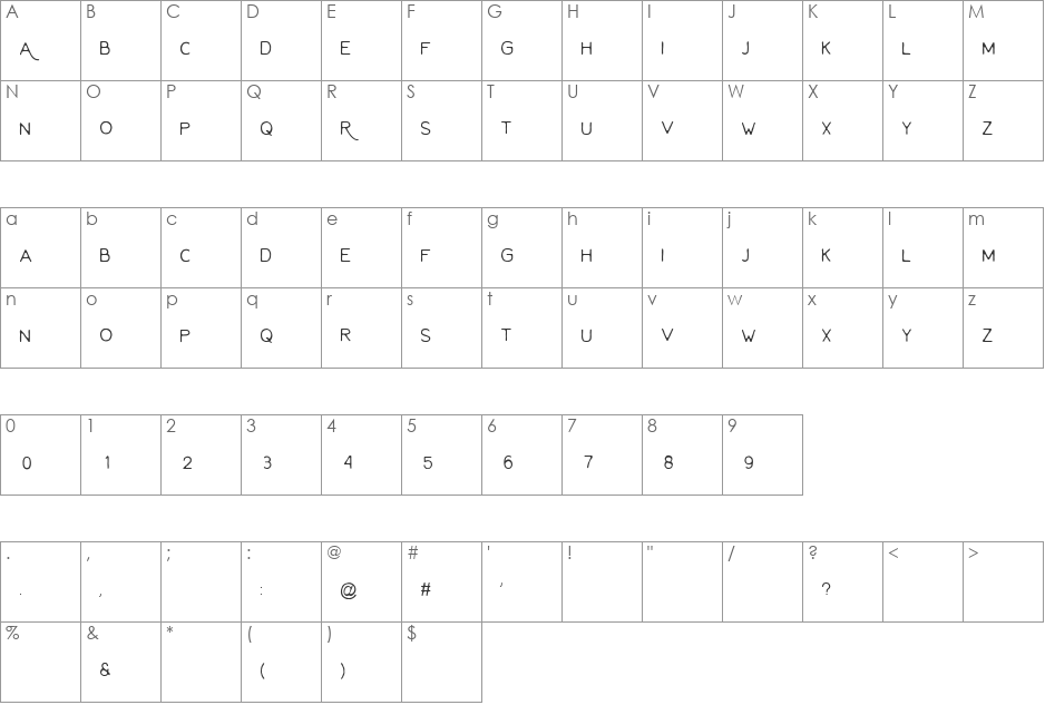 Reislust font character map preview