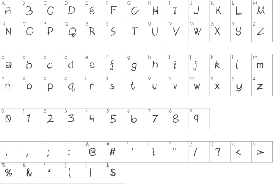 Rekles font character map preview