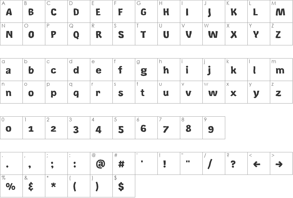 Rekord Black font character map preview