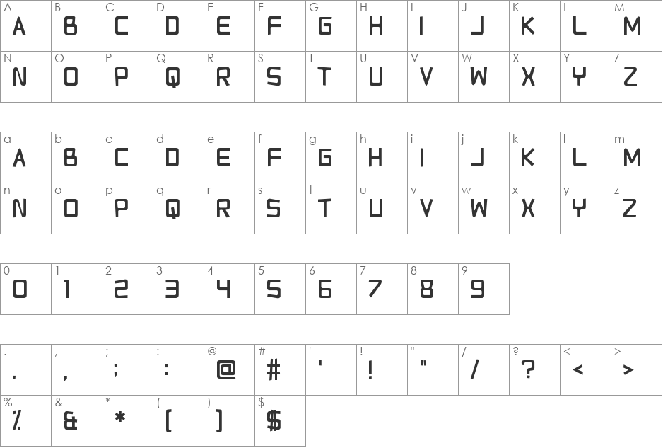 Relapse Into Madness font character map preview