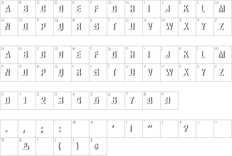 Relief Grotesk font character map preview