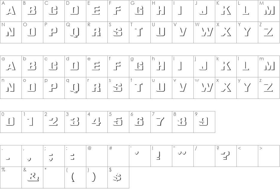 Relief Grotesk Extended font character map preview