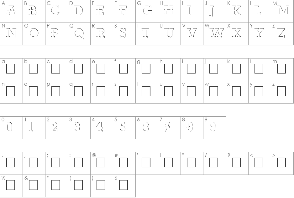 ReliefDeco font character map preview