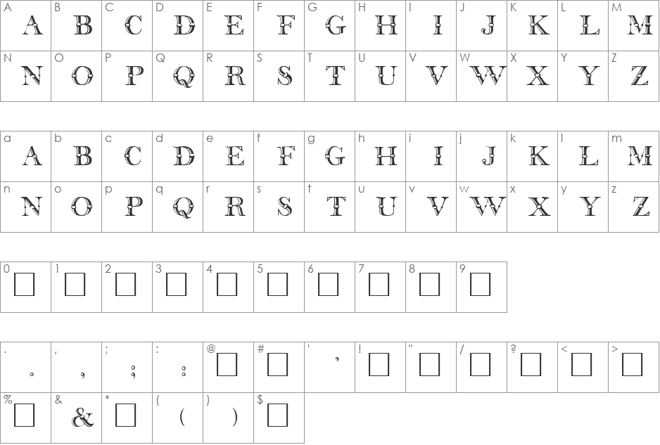 Relikt font character map preview