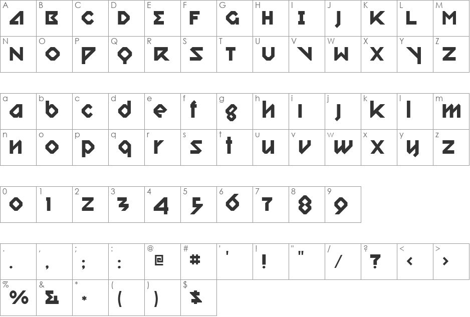 Relish Gargler font character map preview