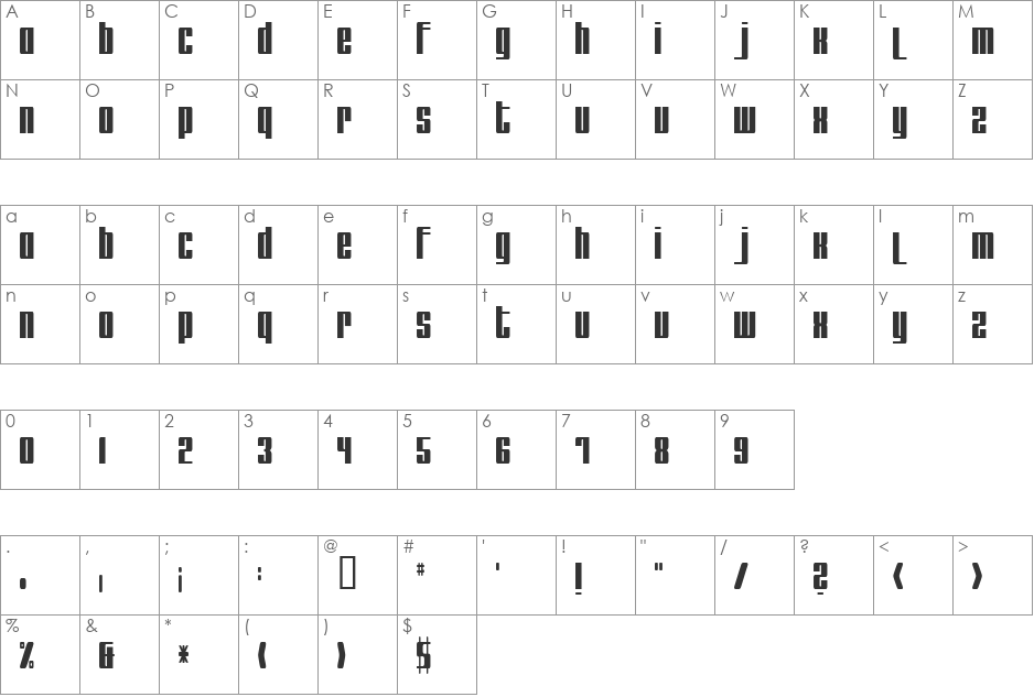 remakeoffabulous2 font character map preview