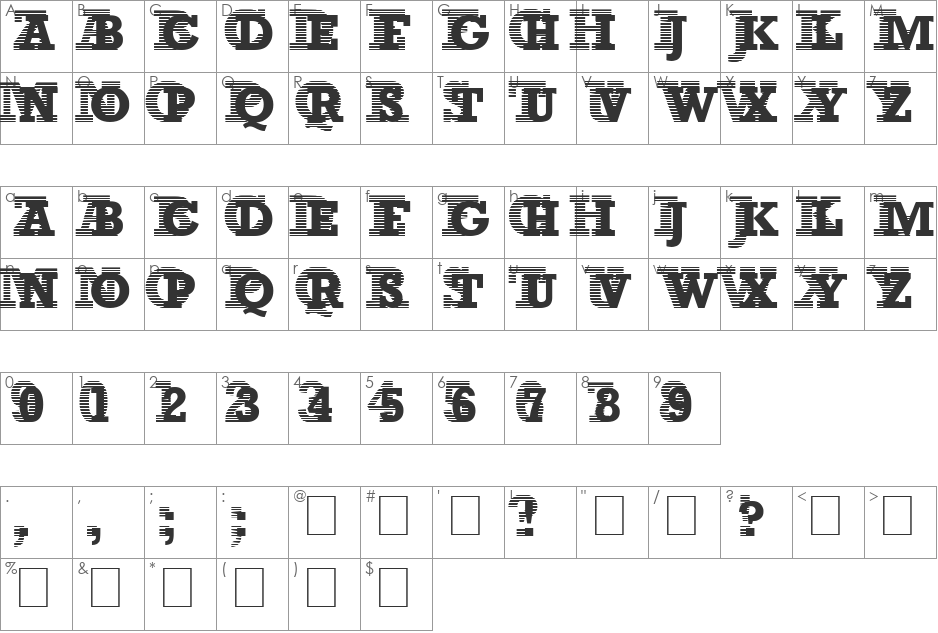 Remanence font character map preview